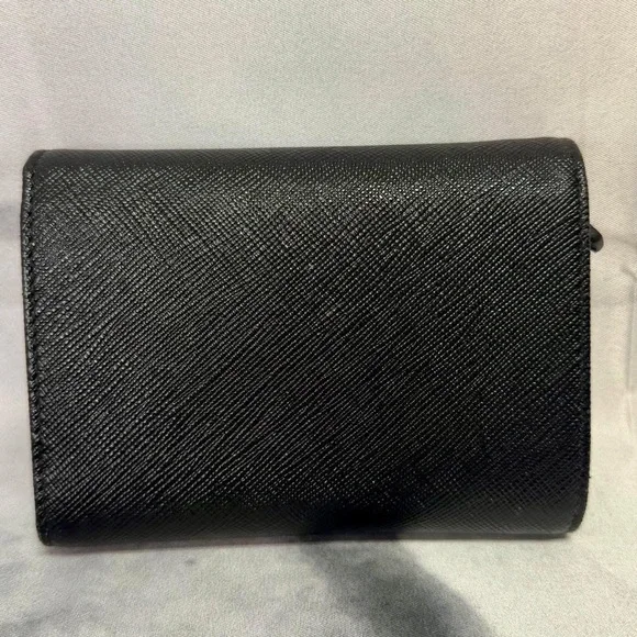 Prada Black Saffiano Leather Card Wallet with Gold Logo - Picture 2 of 3